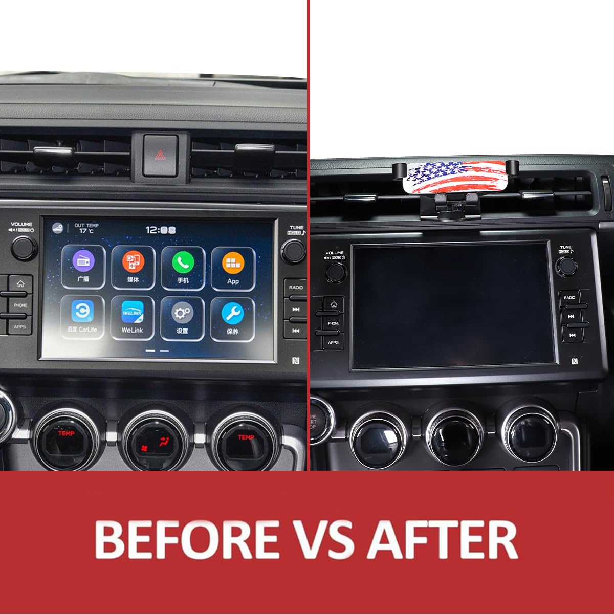 JONKOKO Aluminum Central Control Car Phone Mount for Subaru BRZ Toyot@ 86 2012-2022 Air Vent Phone Holder for Car,Auto Mobile Phone Holder Accessories (Style B, for BRZ 86 2022)