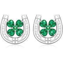 Shamrock Earrings Stud St Patricks Day Earrings for Women Sterling Silver Four Leaf Clover Celtic Good Lucky Irish Gifts