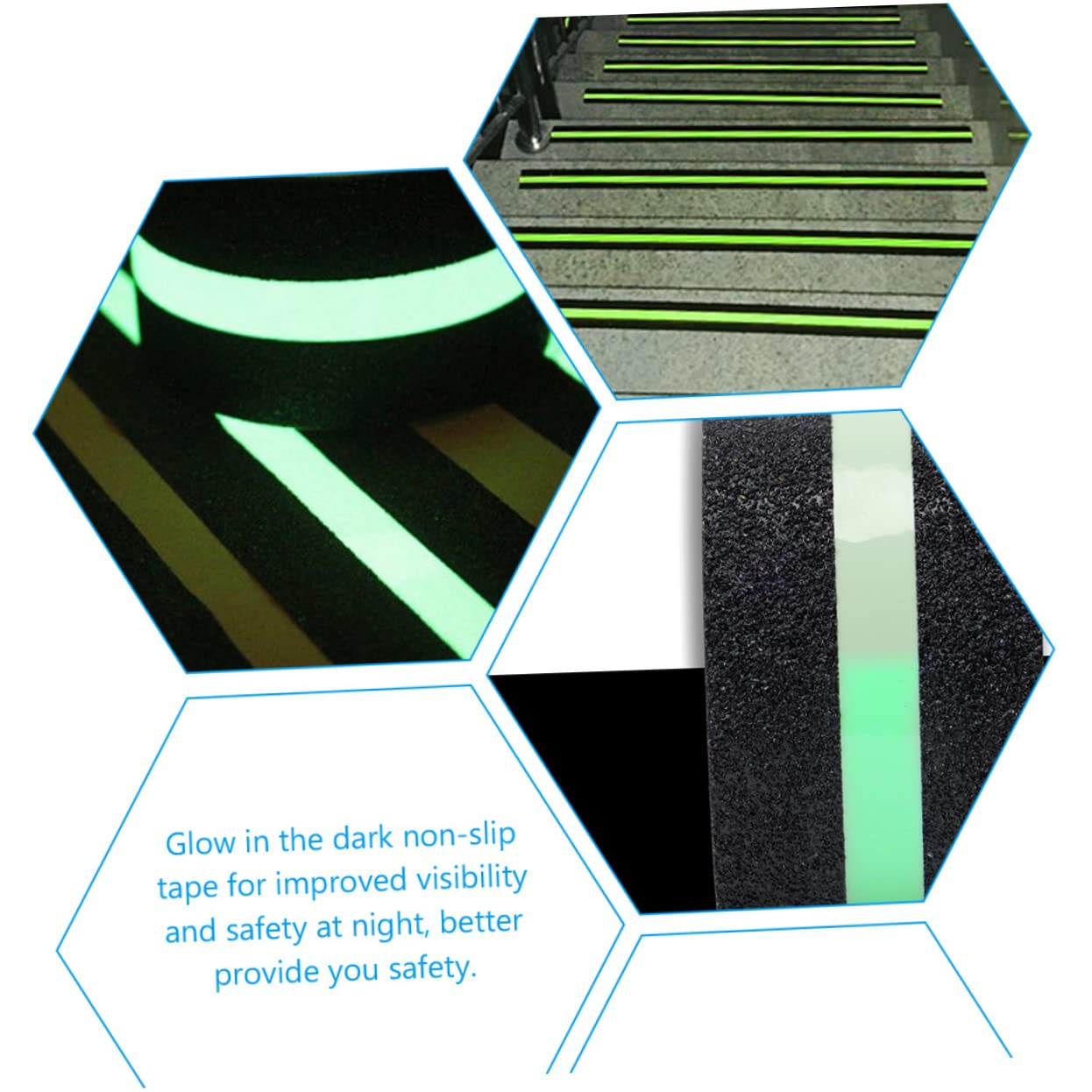 ULTECHNOVO 2pezzi Nastro Antiscivolo Adesivo Fosforescente Per Scale e Pavimenti Sicurezza Notturna Con Superficie Satinata Per Rischio Di Scivolamento