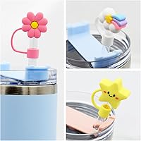 Vista 2 de Straw Cover Cap for Stanley Cup,Straw Topper Compatible for 30&40 Oz Tumbler with Handle,10mm 0.4in Dust-Proof Reusable Straw Tips Lids,Straw Tip