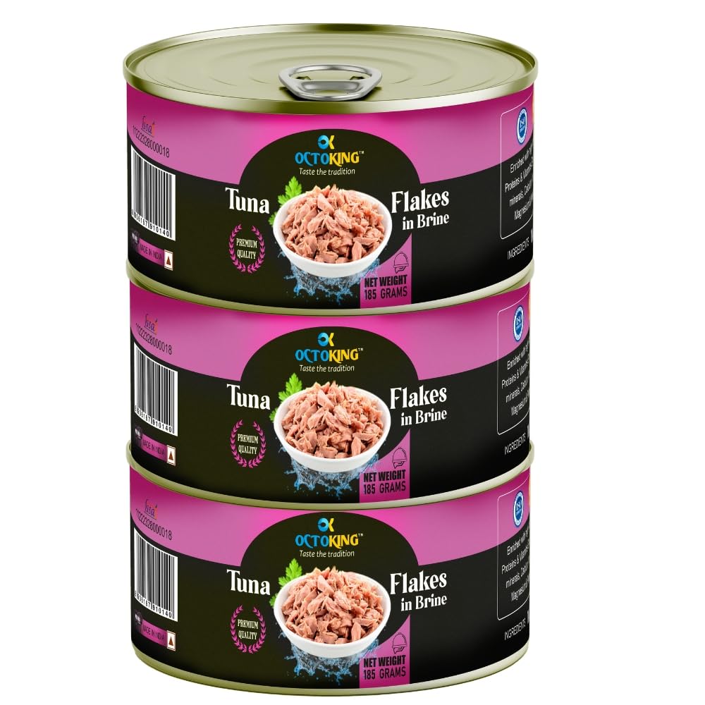 Octoking Tuna Fish Flakes in Brine with Salt Water (185g Pack of 3) (B0CCRNNW8N) Amazon Price History, Amazon Price Tracker