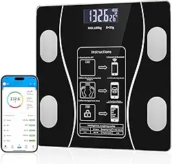 Balança de Bioimpedância Digital 180Kg com App OKOK Bluetooth | IMC, Gordura Corporal, Músculos, Visceral | Vidro Temperado, Alta Precisão