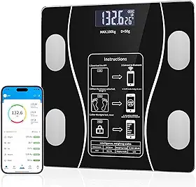 Balança de Bioimpedância Digital 180Kg com App OKOK Bluetooth | IMC, Gordura Corporal, Músculos, Visceral | Vidro Temperado, Alta Precisão