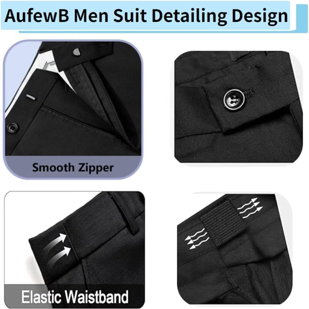 Retro Linen Men Suit 2 Piece Suit Slim Fit Two Button Suit Jacket Wedding Groomsmen Summer Beach Blazer Pants Tuxedo - Image 5