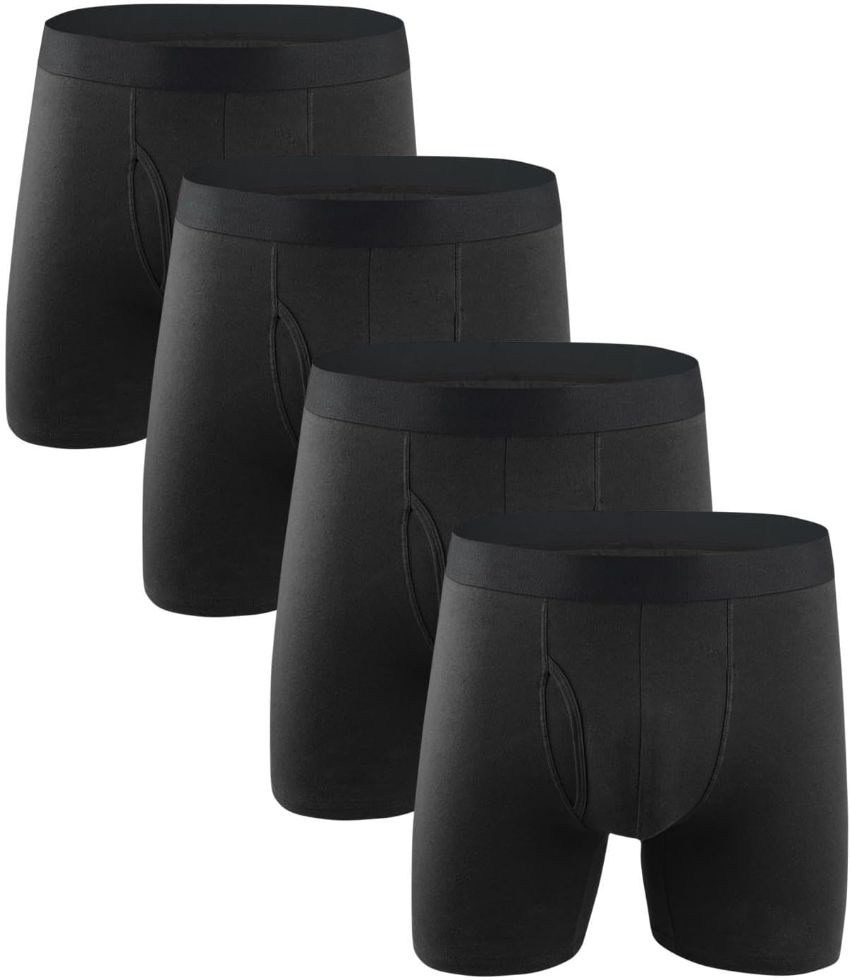 Men's Boxer Briefs 4 Pack Stretch Underwear with Fly Front