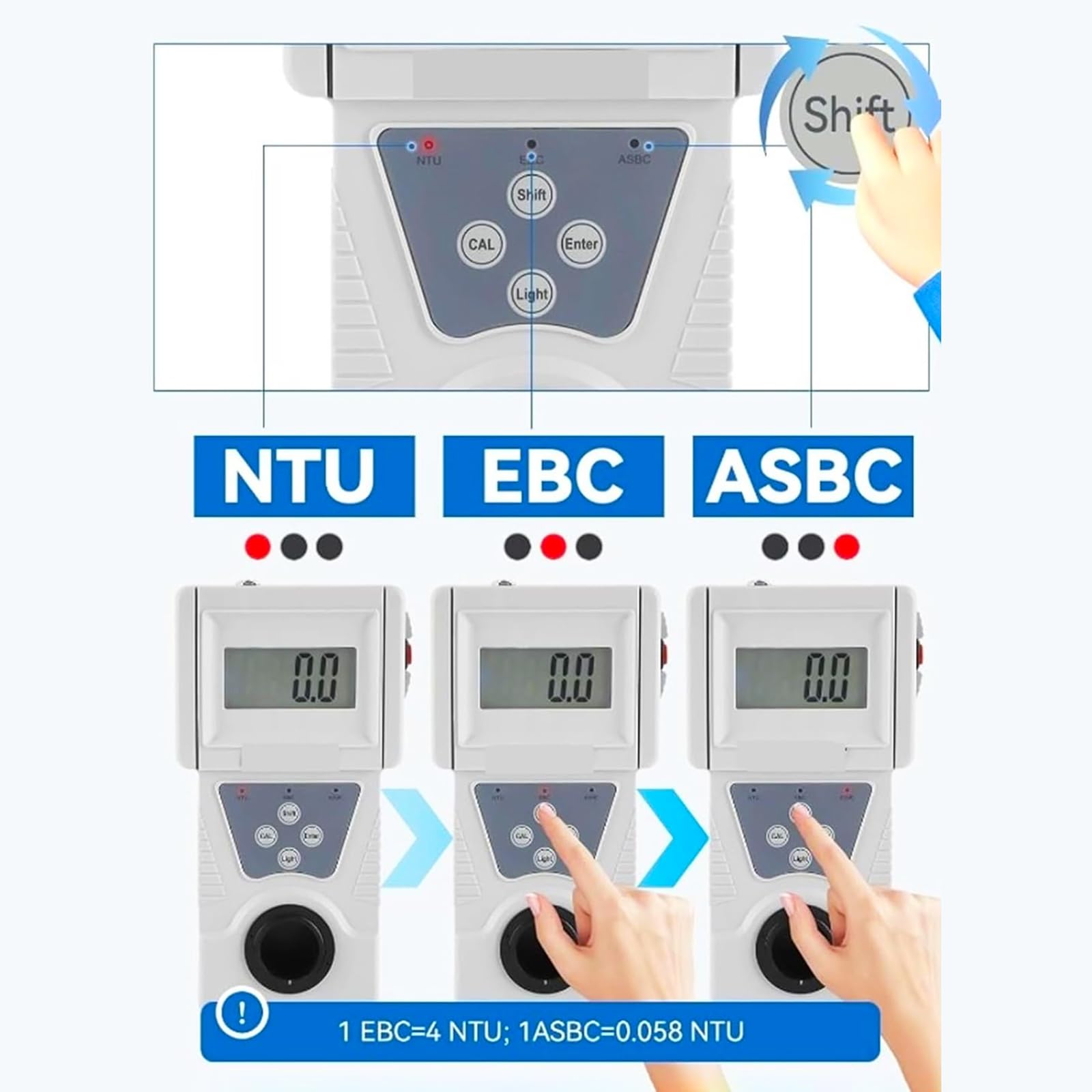 Turbidímetro Portátil, Turbidímetro Digital de Mano de Alta Precisión, Rango de Medición de 0-200 NTU, para la Determinación de la Turbidez en Plantas Industriales de Energía Hidráulica
