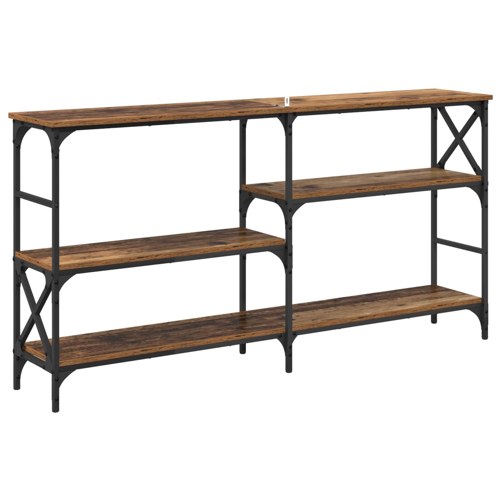 Consolle Ingresso Legno Ingegnerizzato e Metallo 150x29x76,5 cm | Mobile versatile per corridoio e soggiorno con tre ampi ripiani in stile industriale, portata fino a 75 kg.