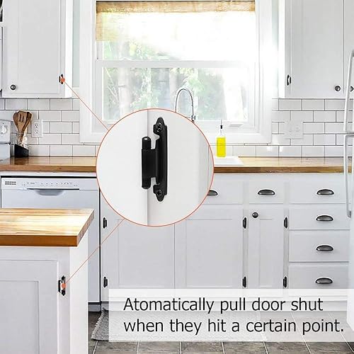 Miniatura 6 de 12 bisagras negras para puerta de gabinete, 12 pulgadas superpuestas de bisagras de cierre automático de cocina de repuesto (6 pares)