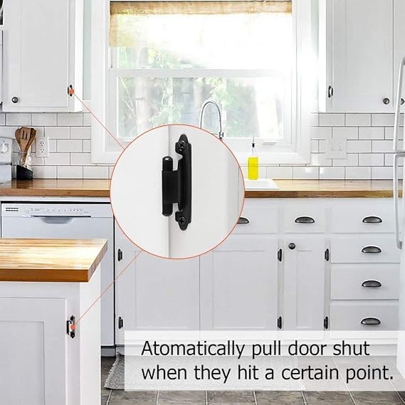 12 PCS Black Cabinet Door Hinges, 1/2 Overlay Kitchen Self Closing Hinges Hardware Replacement(6 Pairs)