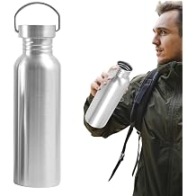 Stainless Steel Water Bottles,Non-insulated single wall stainless steel water bottle,Metal Sports Kettle for Runners, Hikers, Cyclists A, 750, Milliliters