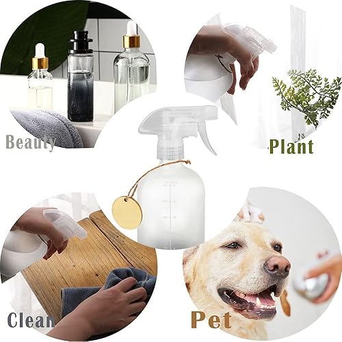 Miniatura 5 de Roetell Botellas de vidrio esmerilado con funda de silicona, botella de spray recargable de 16 onzas con ajustes de niebla y flujo para baño,