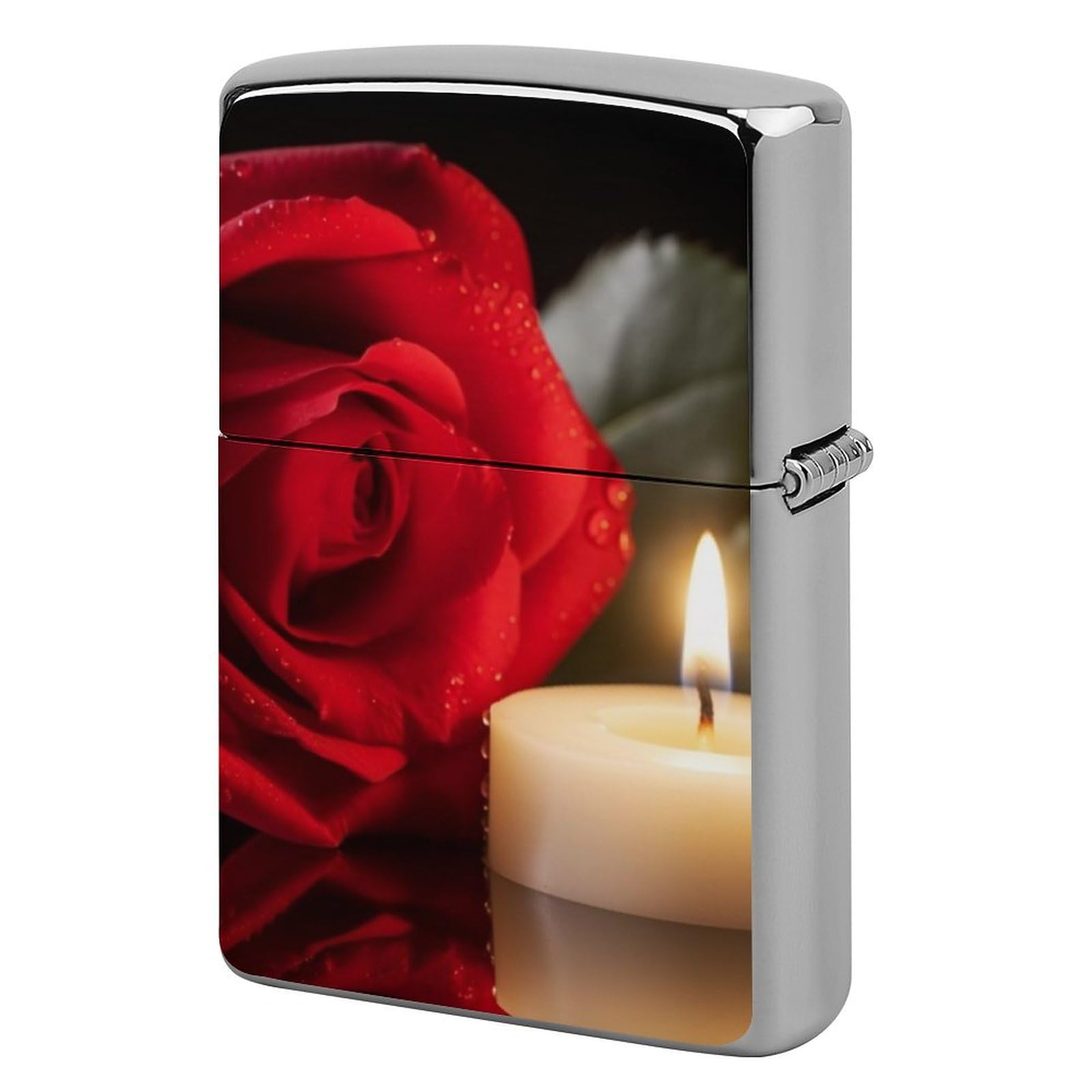 Étui à briquet Candlev rose rouge en métal robuste de poche