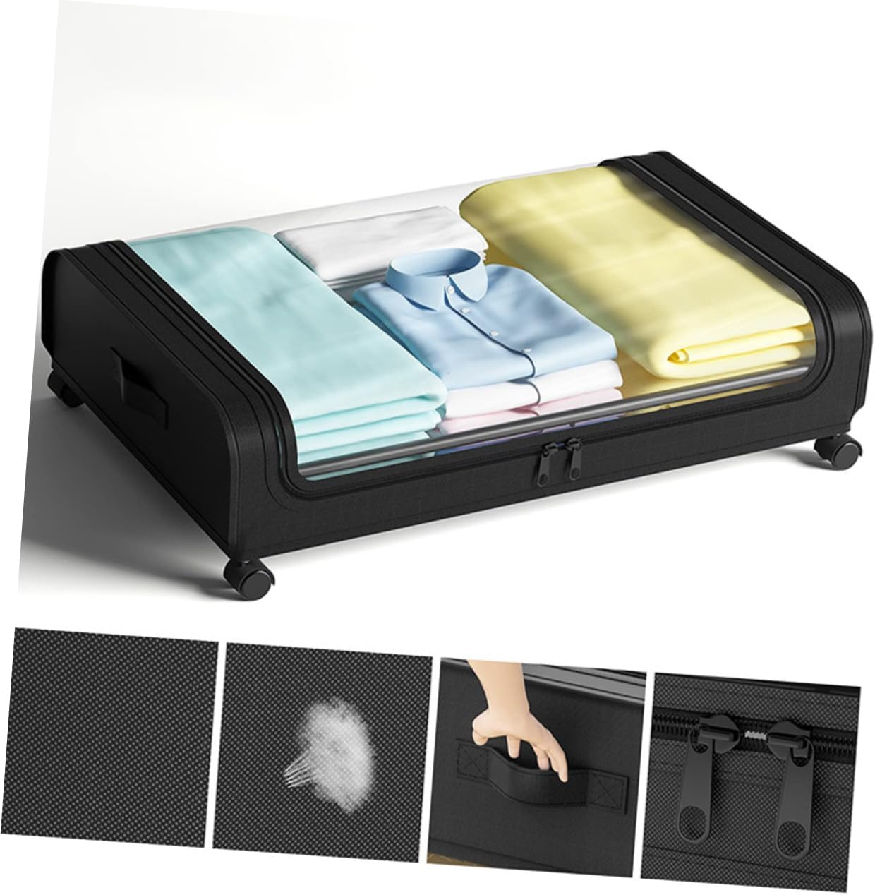 DECHOUS Space-saving under Bed Storage Box Lid Easy Rolling Wheels Organizer for Clothes Toys Books Home Decorative Storage