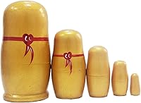 Vista 6 de Winterworm Maneki Neko Lucky Cat - Juego de 5 muñecas anidadas tradicionales rusas de madera dorada con carácter japonés chino Fu hecho a mano