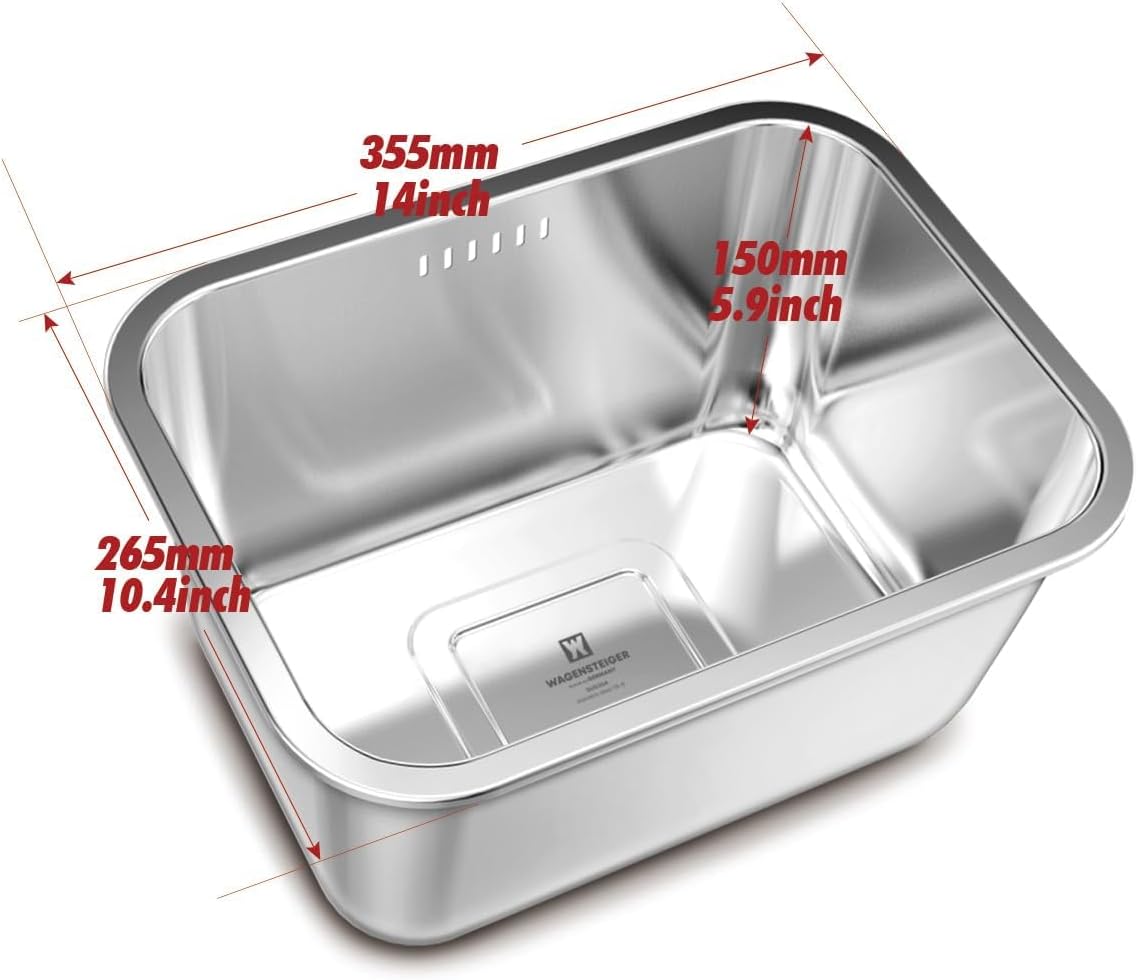 Portable Stainless Steel Washing-Up Bowl 10L (2.64 Gal), Large Multipurpose Dishpan for Kitchen Sink, Camping & Outdoor Dish Tub (Washing-Up Bowl)