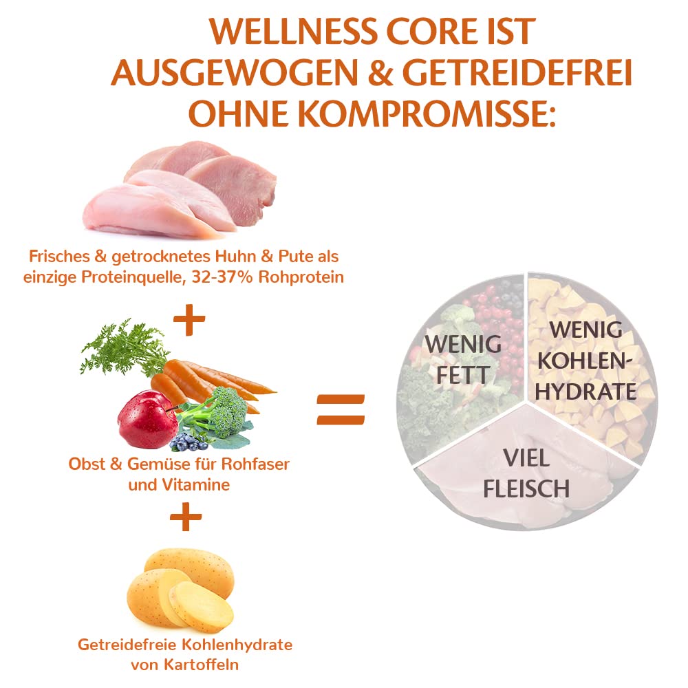 Wellness CORE Active Life 10 kg, Huhn & Truthahn – Hundefutter Trocken für alle Hunderassen, getreidefrei, natürlich, hypoallergen, proteinreich, unterstützt aktive Hunde und säugende Hündinnen