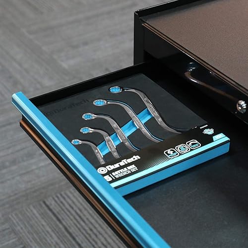 Miniatura 9 de DURATECH Juego de llaves para pata de gallo de 19 piezas de 38 pulgadas y 5 piezas métricas estilo S, acero CR-V, con organizador de herramientas de