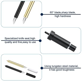 5 Pcs Deep Cut Blade Set, Fine Point Blade with housing for Cricut Explore 2/3 & Maker 2/3, 60° Replacement Blades for DIY Crafts, Housing for Precision Cutting for Slicing Cuts Glitter Vinyl