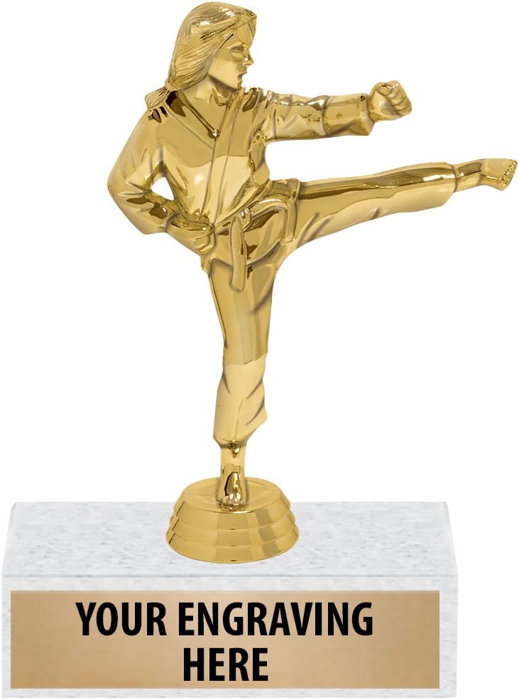 6" Gold Karate Kick Trophies - Personalized Female Karate Trophy Awards Prime