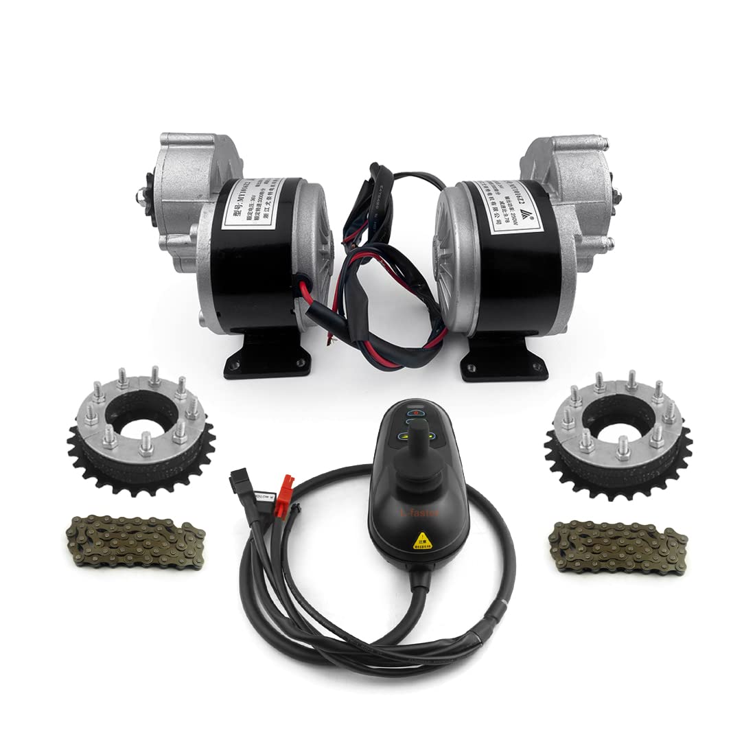 Motor Dual de 24V y 250W, Kit de conversión de accionamiento Izquierdo y Derecho, Controlador de Joystick Manual para Silla de Ruedas eléctrica de radios de 24"
