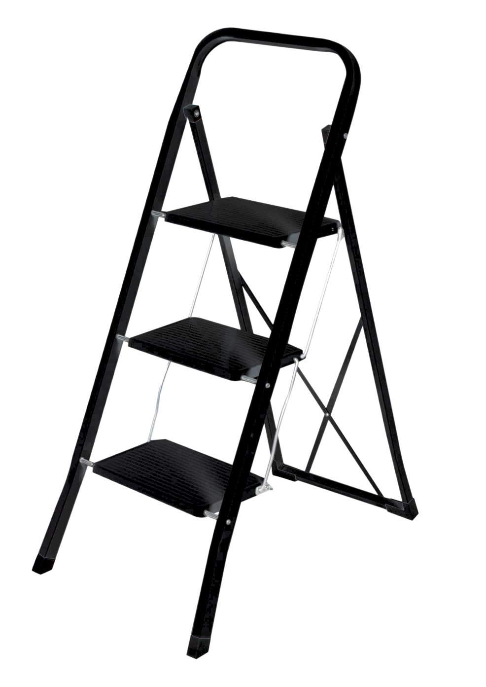 Home Basic SL10126-BLK 3 Step Ladder, 35.5", Black