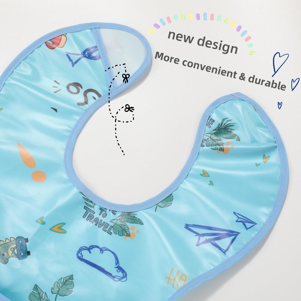 norinori Wasserdichtes Lätzchen für 6-48 Monate Boys & Girls - Kurzarm Schürze mit Eingebauter Tasche
