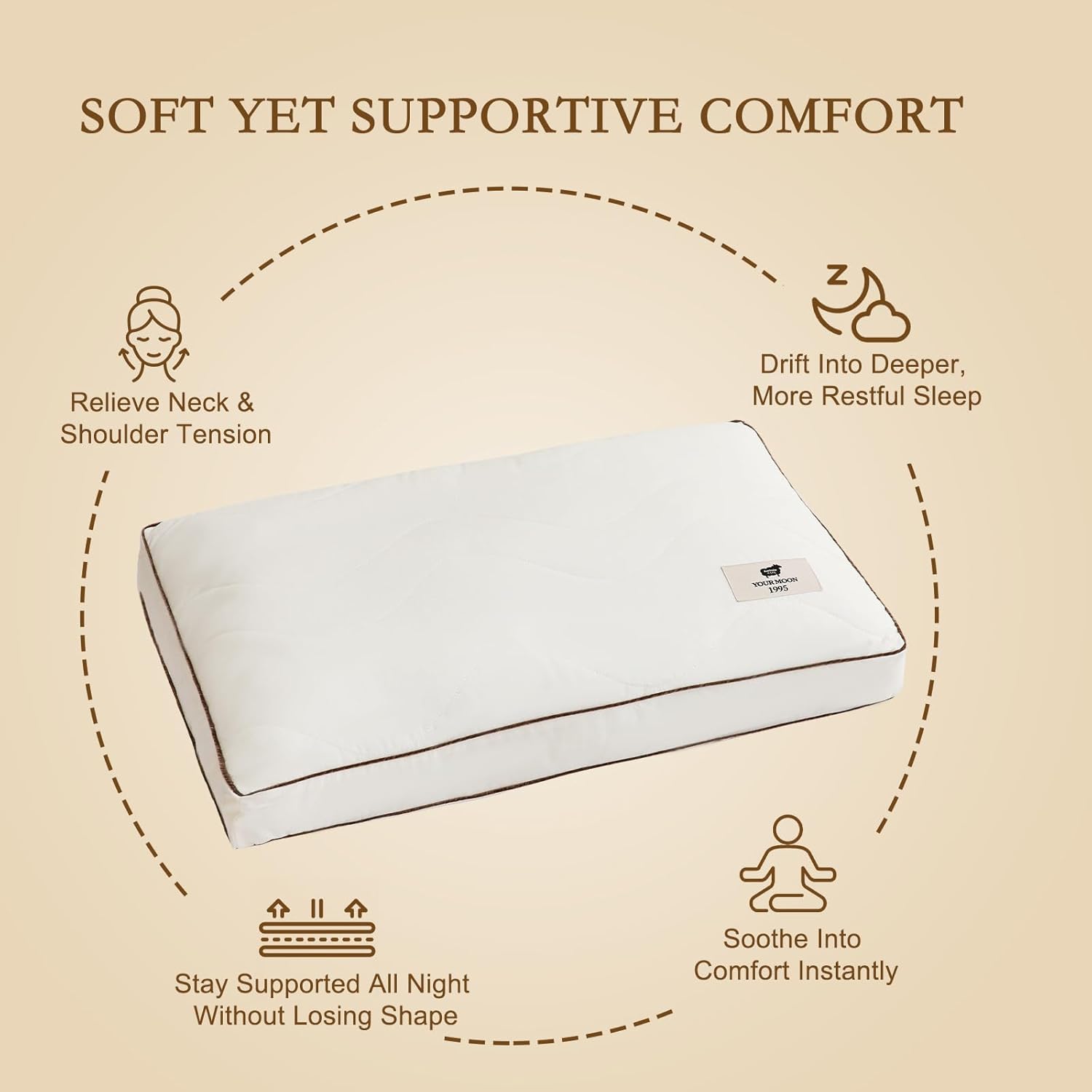 YOUR MOON Soft Organic Wool Pillow King Size, Soft Support Bed Pillows for Sleeping, Premium Australian Wool Pillow, Down Alternative Pillows, 100% Cotton Cover(Off White)