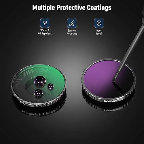 Miniatura 7 de Neewer CPL & ND - Juego de filtros compatibles con DJI Osmo Action 4Action 5 Pro (paquete de 4), atornillable CPL + ND8 + ND16 + ND32, accesorios