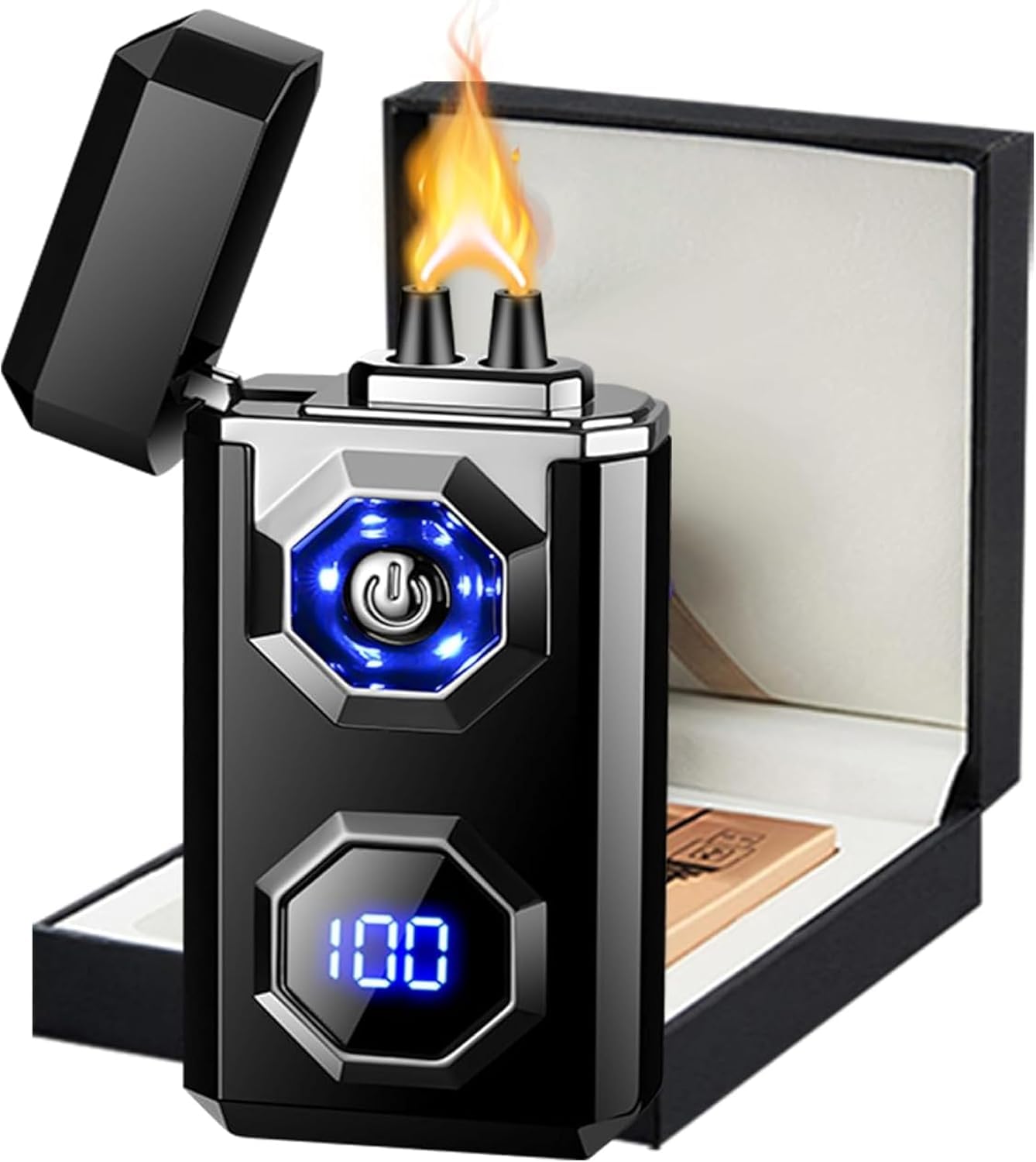 Electric Lighter Rechargeable Usb C, Rechargeable Electronic Plasma Arc Lighter, Usb Flameless Lighter with Led Battery Indicator, Electric Lighters for Candles, Windproof Pocket Lighter for Men