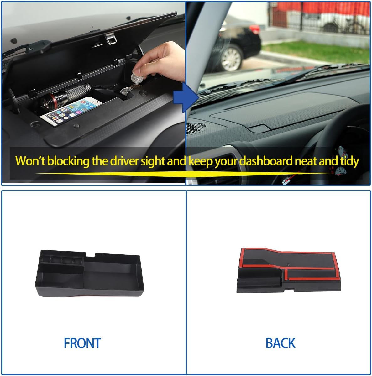 Center Console Dash Tray, Dashboard Storage Box Organizer Compatible with Toyota FJ Cruiser 2007-2021, ABS Auto Interior Storage Accessories (Dashboard Storage Box)