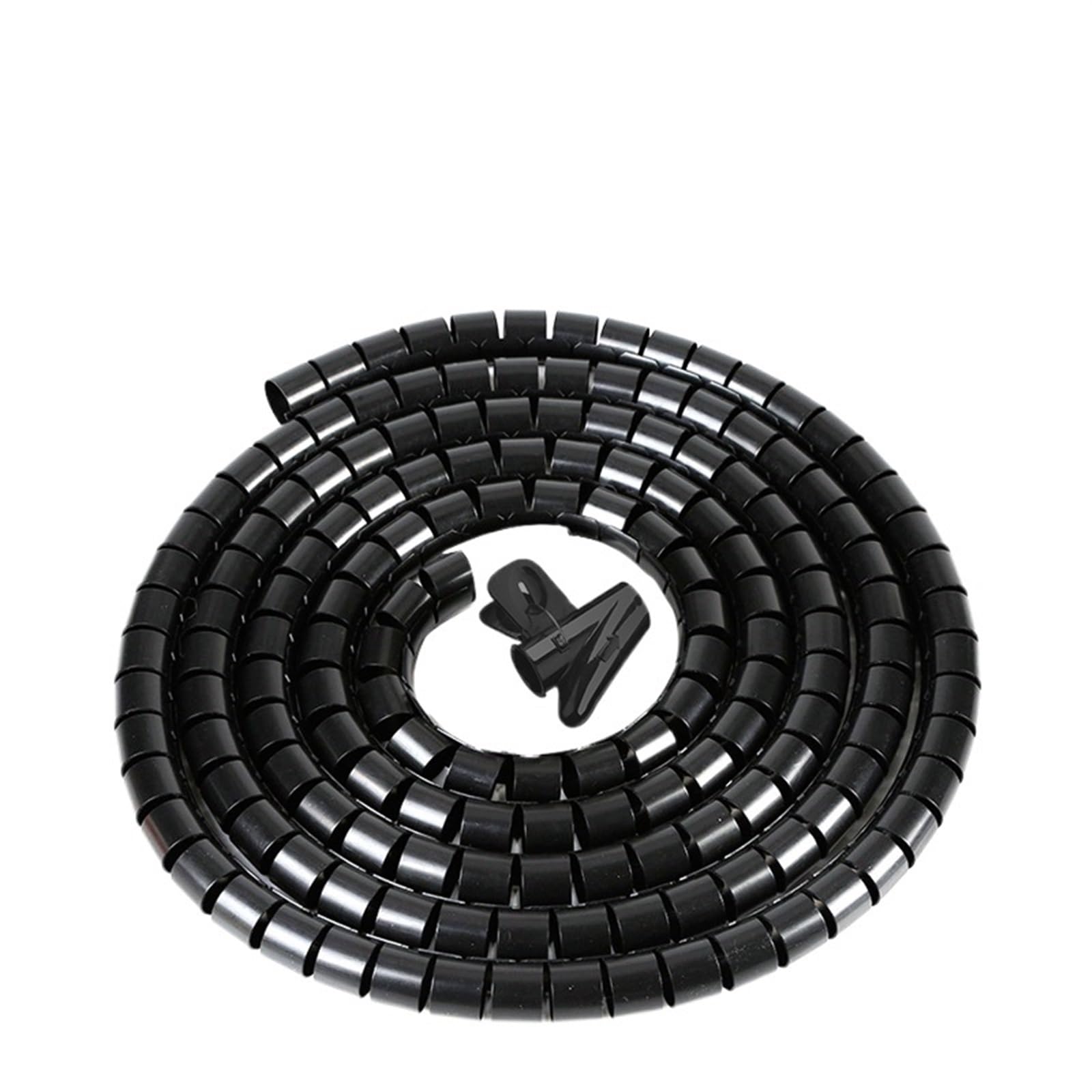2-metrowa owijka na kabel do przechowywania osłona rury, spiralny kabel z drutu organizator tubowy, osłona przewodu uzwojenia(Black,16mm inside diameter)