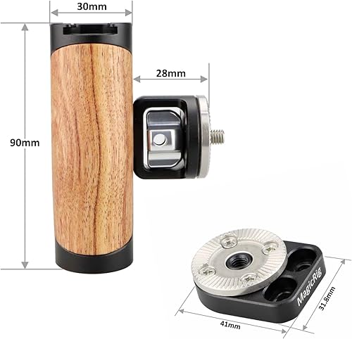 Miniatura 2 de Mango lateral de roseta de madera con soporte de extensión de roseta para jaula de cámara