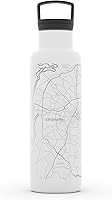 Vista 249 de Well Told Botella de agua aislada con mapa de Washington DC grabado, botella de acero inoxidable grabada (21 onzas, blanco) botella aislada de mapa