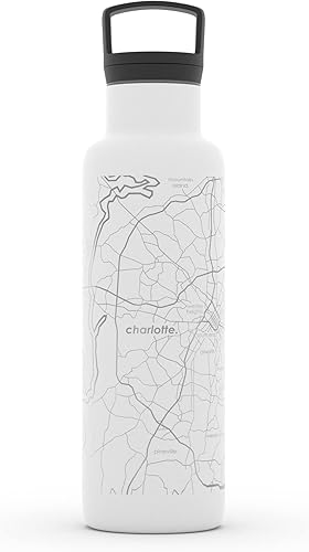 Miniatura 249 de Well Told Botella de agua aislada con mapa de Washington DC grabado, botella de acero inoxidable grabada (21 onzas, blanco) botella aislada de mapa