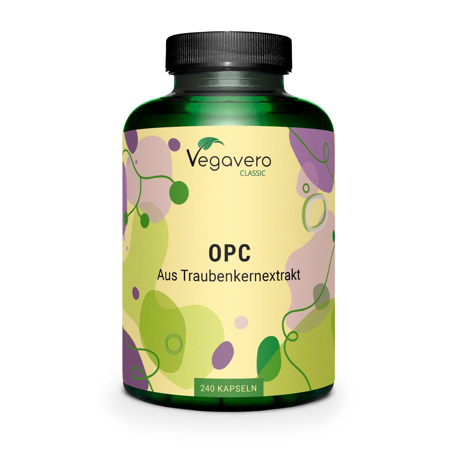 Vegavero OPC Traubenkernextrakt hochdosiert - 240 OPC Kapseln hochdosiert 500 mg - 8 Monate Vorrat - HPLC geprüft, ohne Zusatzstoffe - vegan, aus französischen Trauben