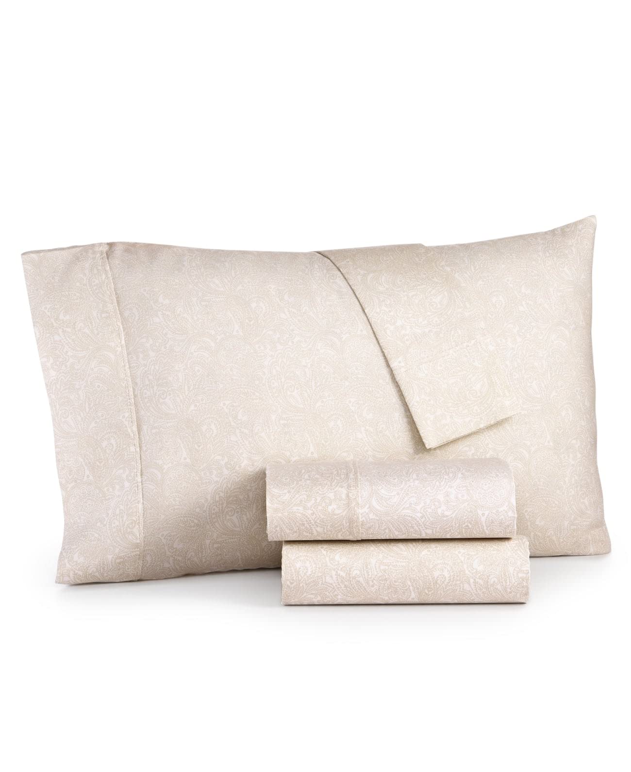 Sunham Bedding Bari 4-pc. Printed 350 Thread Count Cotton Blend Sheet Set-Cal King , Ivory (Cal King)