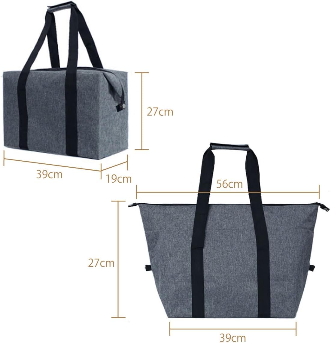 保冷バッグ 20L アルミ断熱層（厚さ5mm） 保温トートバッグ スクエア型 レジカゴ対応 2WAY 保冷時間6時間（室温30℃/保冷剤4個使用時） 折りたたみ可 おしゃれ 男女兼用 耐荷重10kg 防水加工