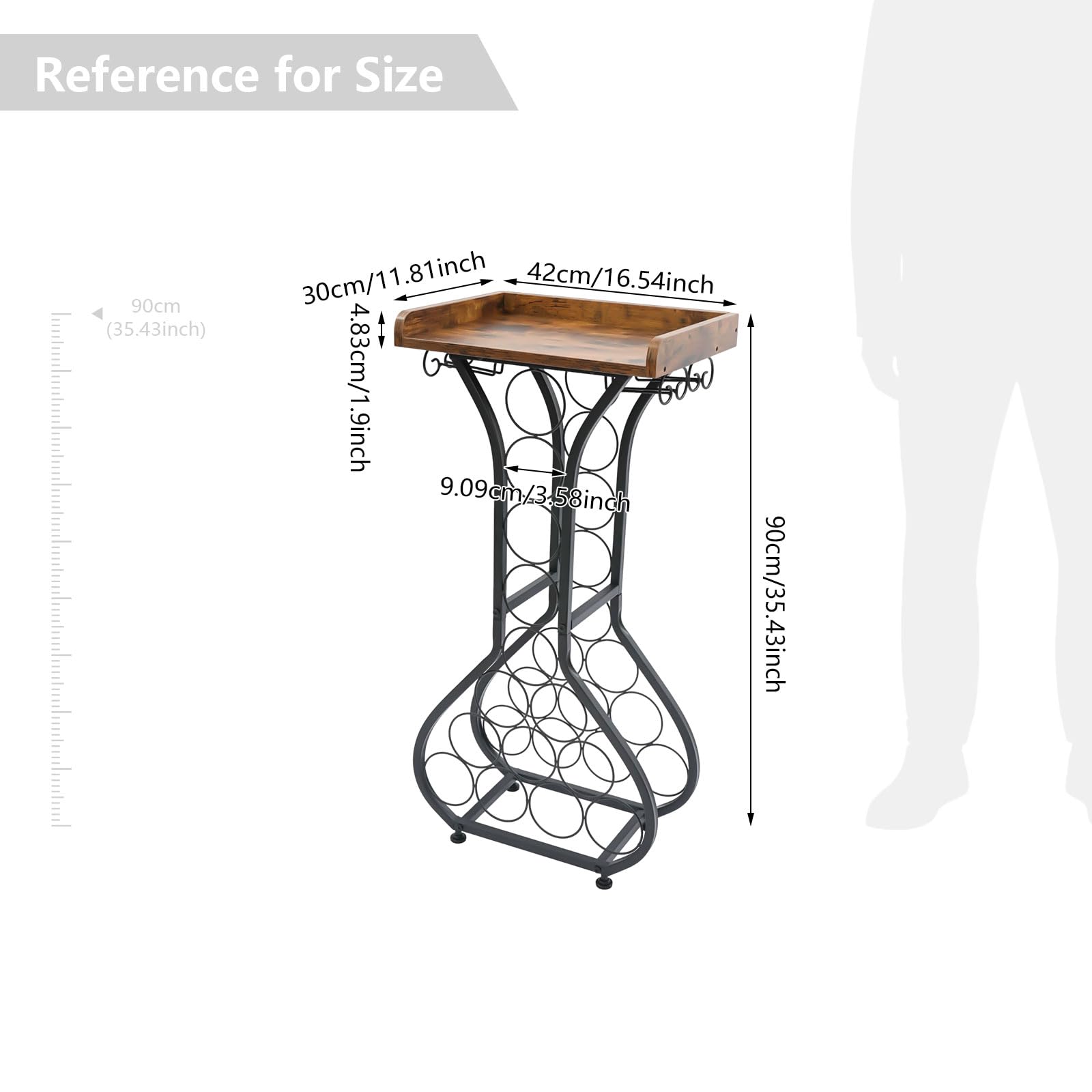 Portabottiglie a forma di vaso per 14 bottiglie, autoportante, portata 50