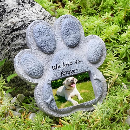 KAWAAN Piedra Conmemorativa para Mascotas, Escultura Conmemorativa de un Perro, Marcador de Tumba con Imagen, Regalos en Memoria de Mascotas, Material de Resina (15 * 15cm