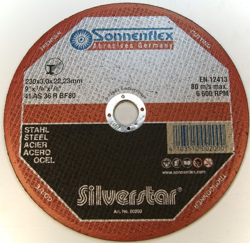 Sonnenflex 25-Stück Silverstar F 41 Trennschleifscheiben für Stahl 230 x 3,0 x 22,23 mm, AS 36 R BF Cover