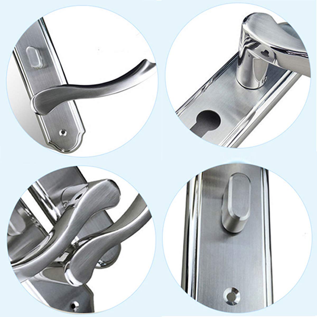Stainless Steel Door Levers, Interior/Steel/Iron Door Scroll Handle Knob, 110mm Hole Center, 50mm Bolt Length, Silver, 1 Pc