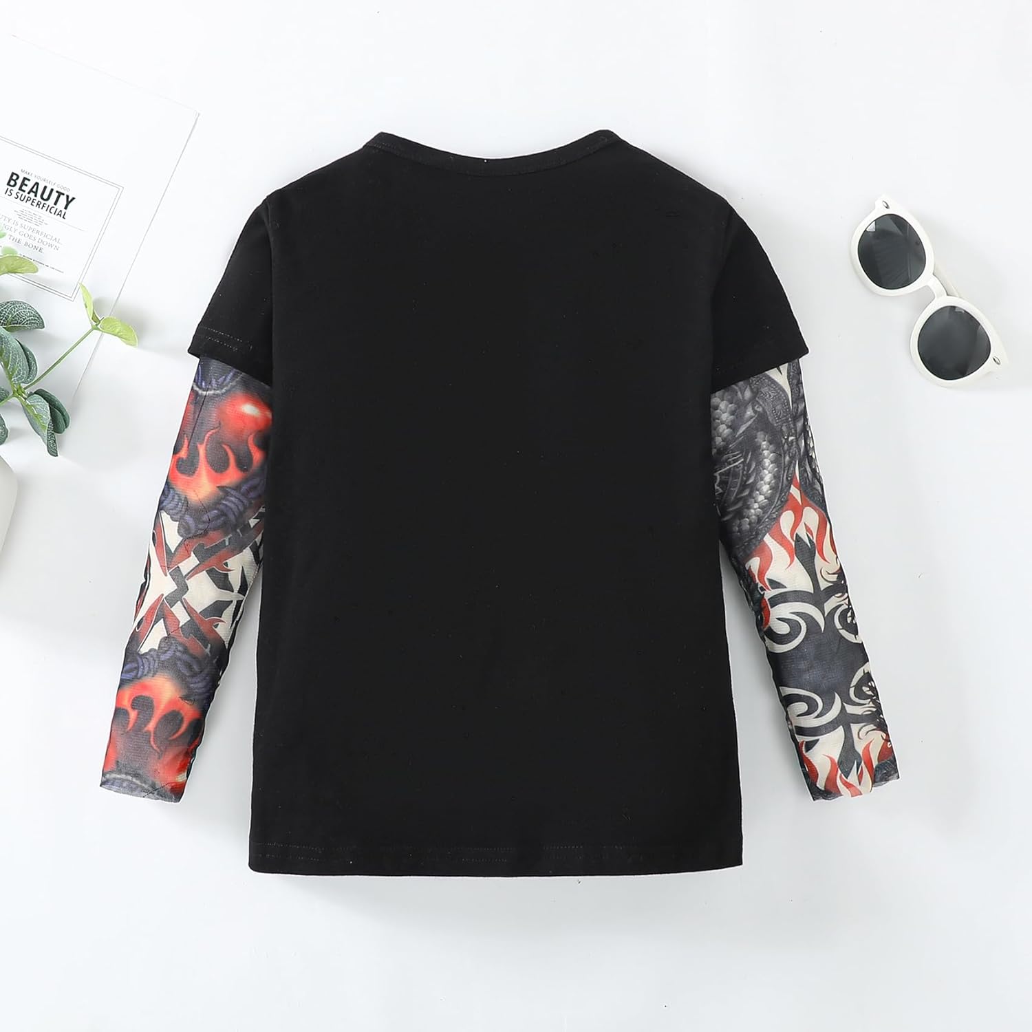 Magic Park 1-14Y Toddler Tattoo Sleeve T Shirts Kids Tattoo Tee Tops Girls Boys Long Sleeve Blouse Holiday Clothes - Image 3