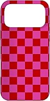 Vista 22 de Funda para iPhone 16 con diseño de cuadros rojo y rosa a cuadros #019