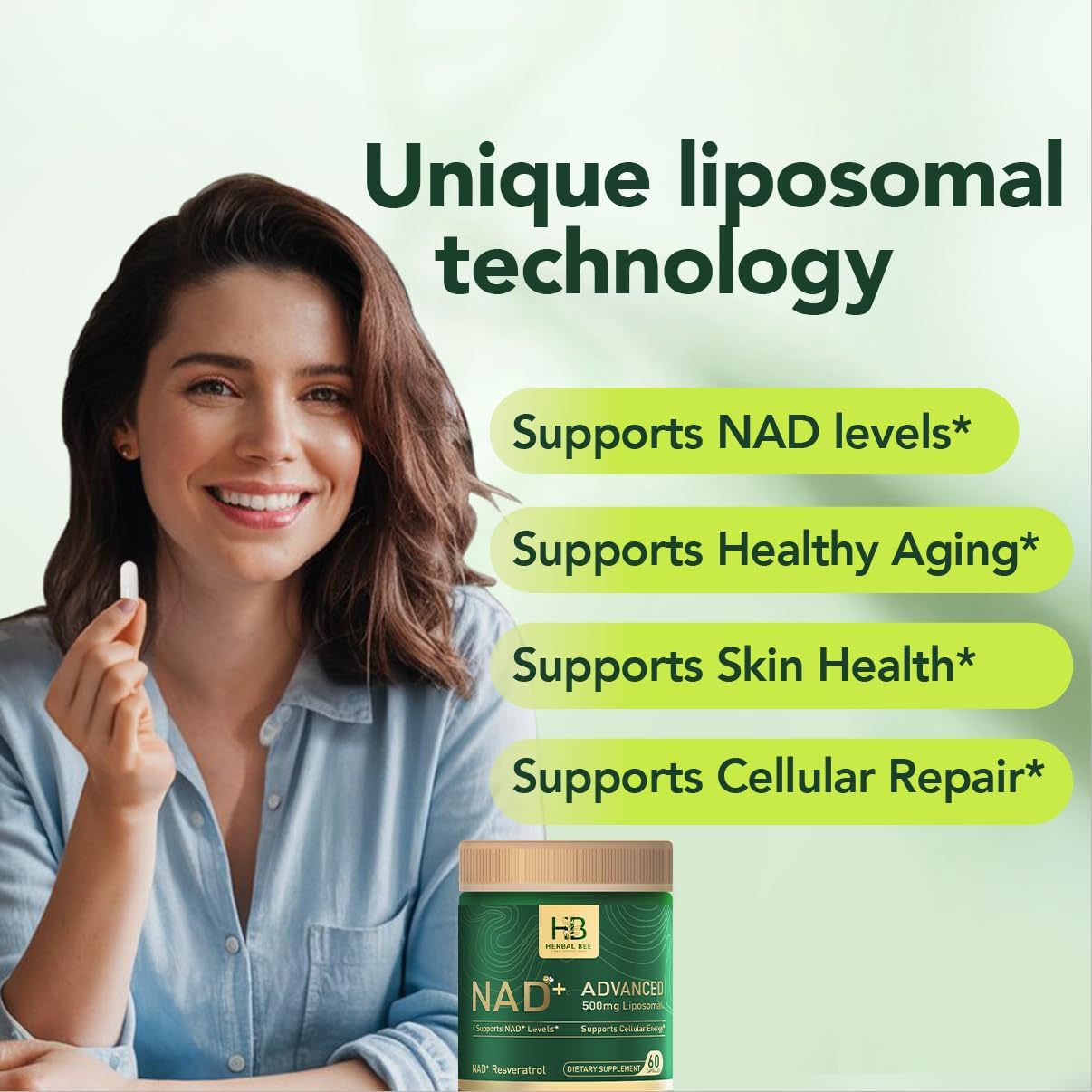 Liposomal NAD+ Supplement 500 Mg with NAD Trans-resveratrol 50 Mg – Cellular Energy & Mitochondrial Support – Healthy Aging & Antioxidant Support – 60 Capsules (30 Servings) - Image 5
