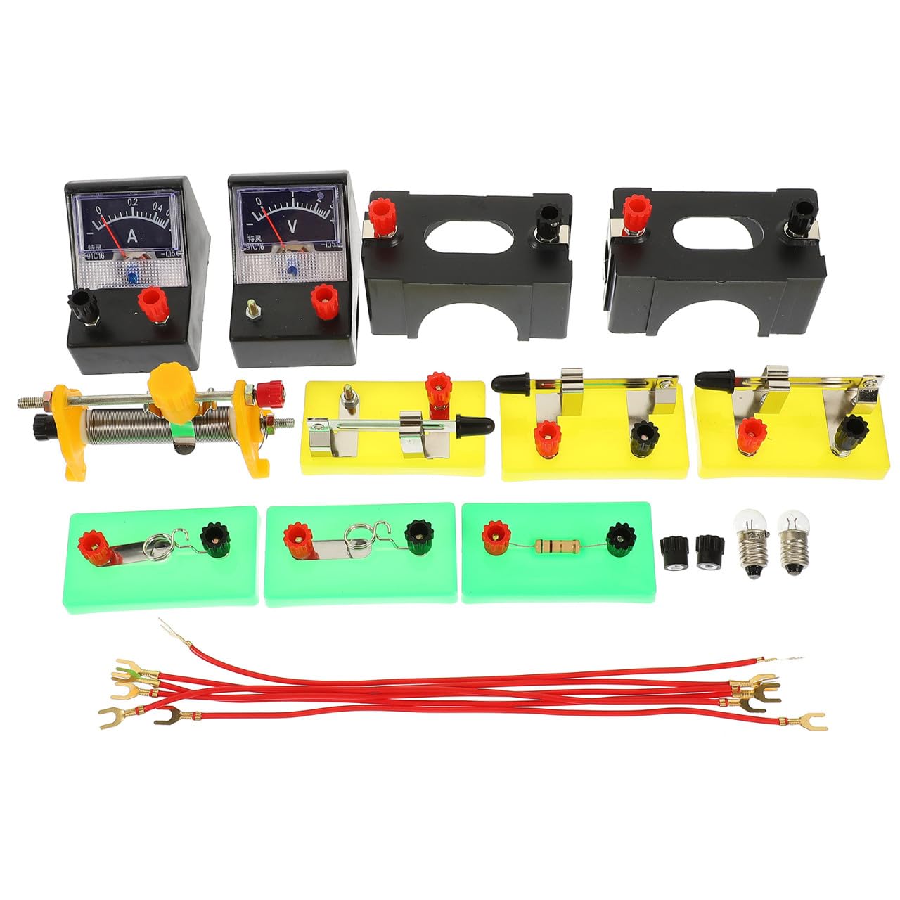 Kit de Experimentos Eléctricos Equipo Profesional para Secundaria Color Caja de PVC para Aprendizaje de Electricidad y Física, Fácil de Transportar y Almacenar