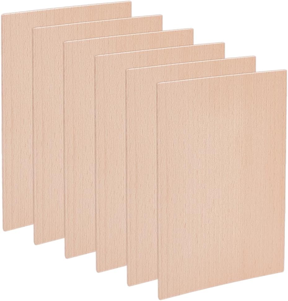 OLYCRAFT 6Pcs 4x4 Inch Balsa Wood Sheets 2.5mm Thickness Unfinished Beech Wood Sheets Square Wood Panels Unfinished Wooden Boards Sheets for Laser Cutting DIY Projects and Model Making