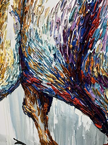 Original Furious Bull Colorful Animal Painting Impasto Style Art Wall Abstract Decor For Living Room | Corrida (30"X40" | 76X102 Cm, Stretched) #TOP5