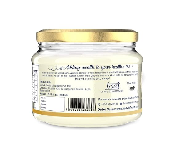 Aadvik Camel Milk Ghee | Pasture Grazed Clarified Butter | No Preservatives | 100% Pure & Natural | 8.45 Fl Oz