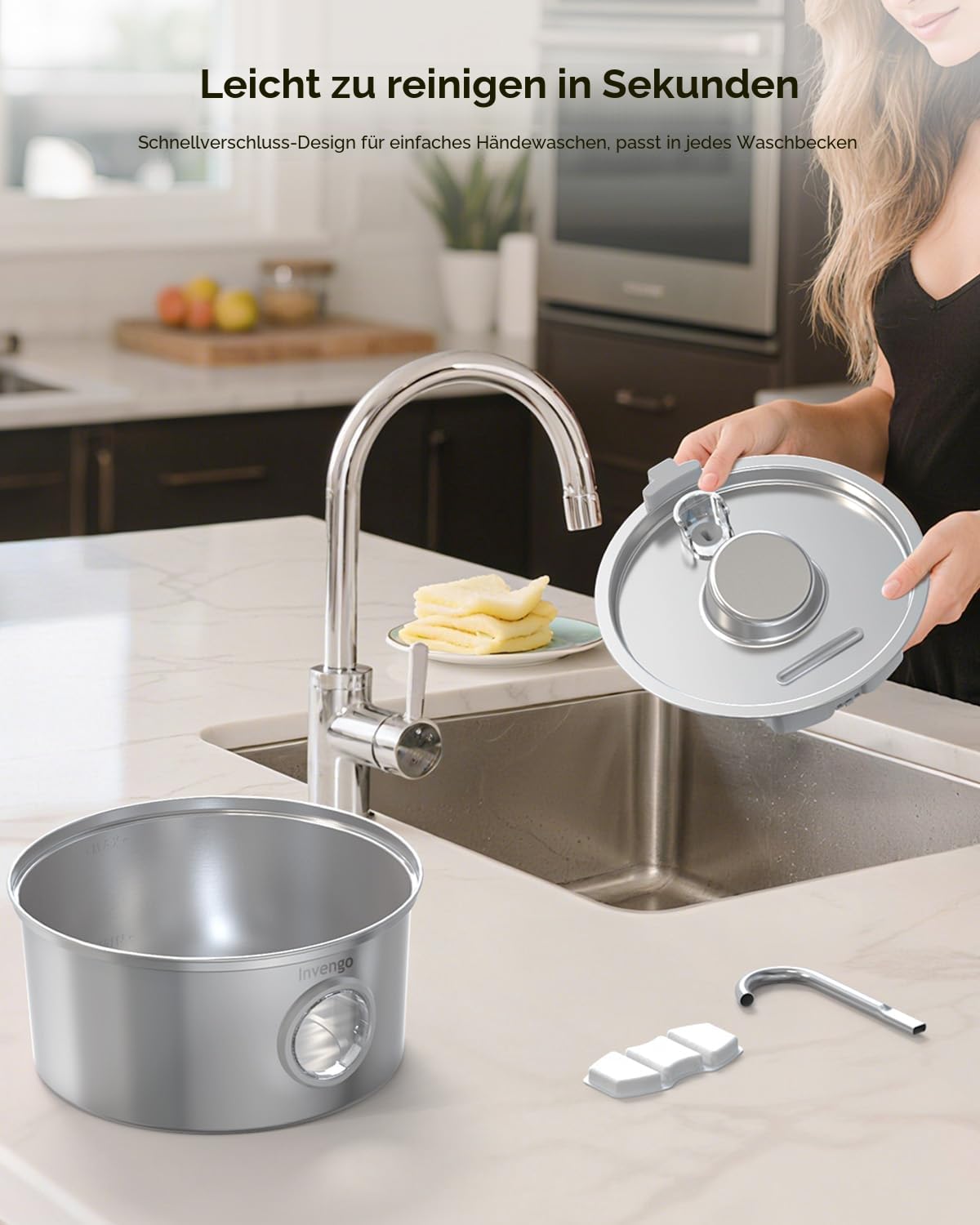 Invengo Katzenbrunnen Edelstahl, 3.2L Ultra-Leiser Trinkbrunnen für Katze mit Wasserstandsanzeige und 5-Fach Filtersystem - Haustierbrunnen für Katzen und Kleine Hunde, Inklusive 4 Ersatzfiltern
