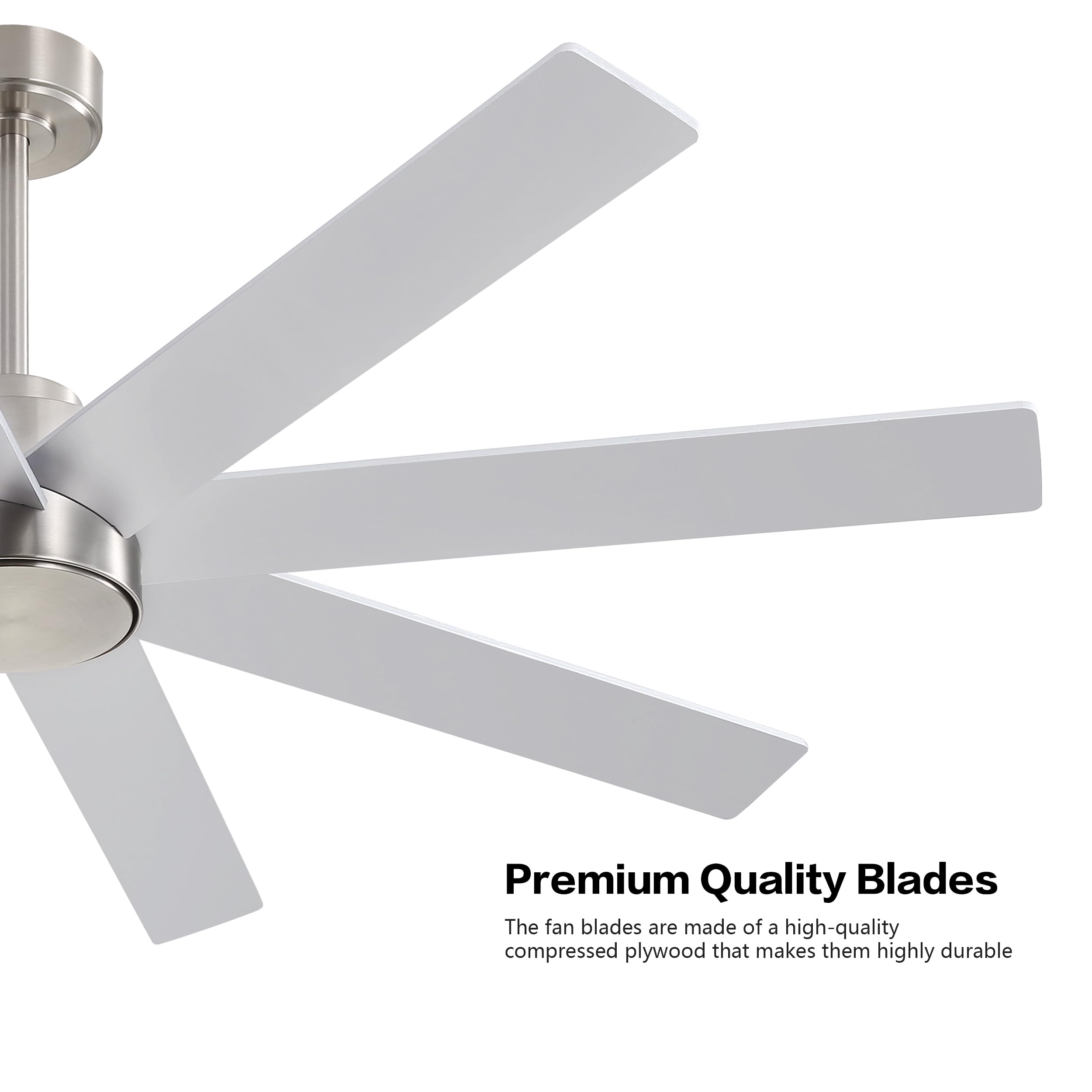 WINGBO 72 Large DC Ceiling Fans without Lights 3 Downrods 8 Plywood Blades 6-Speeds Reversible DC Motor Indoor — view 6